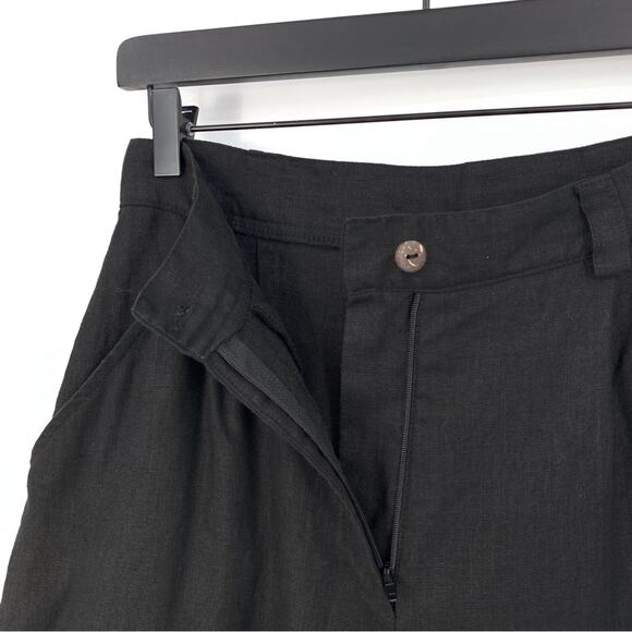 HANDMADE LINEN STUDIO Ginger High Waist Tapered Linen Pant Black - Picture 5 of 9